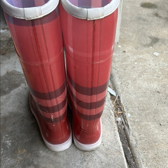 Burberry Pink and Black Plaid Rain Boots - Picture 6 of 10